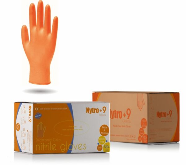 NYTRO+9 ORANGE (Diamond Grip) NITRILE GLOVES